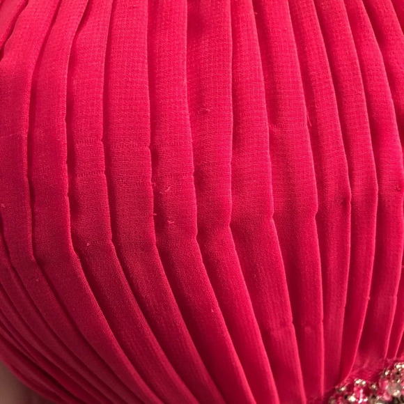 Pink Chiffon Strapless Graduation Dress Beaded Accent Scarf Size 4 - Picture 9 of 11